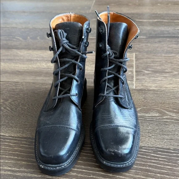 Cole Haan Black Leather Combat Boots - Picture 1 of 5